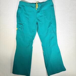 Wonder Wink Flare Leg Nurse Medical Scrub Pants Teal 2XL Cargo Utilitarian